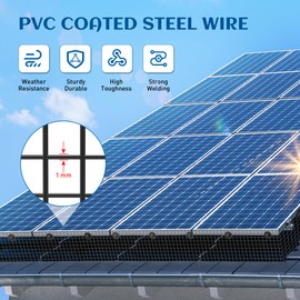 ZeroPone 6inch x 50ft Solar Panel Bird Guard, Critter Guard for Solar Panels with 50 Pcs Stainless Steel Fasteners, Removable PVC Coated Pigeon Netting Wire Roll for Squirrel, Bird, Critters Proofing