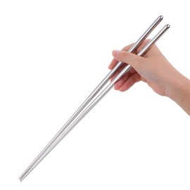 Buyer Star Stainless Steel Vegetable Chopsticks, Cooking Chopsticks, Frying Chopsticks, 14.2 inches (36 cm), Long Chopsticks, 18-8 Stainless Steel, Square Shape, Stable, Hygienic, Easy to Clean, Long Lasting, Available in 4 Colors, Silver