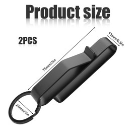 SAVITA 2Pcs Heavy Duty Belt Key Holder with 4Pcs Metal Key Rings, Stainless Steel Black Men Keychain Tactical Key Holder Clip for 1.5-2.25inch Wide Duty Belts for Police and Fire Agencies
