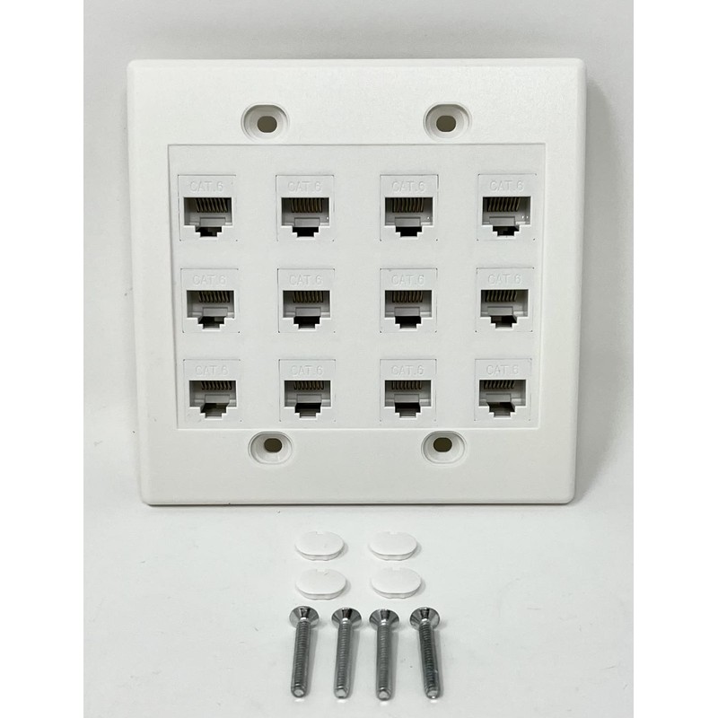 RiteAV 12 Port Flat Dual 2 Gang Ethernet Cat6 RJ45