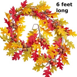 Artificial Oak Leaf Garland by Factory Direct Craft for Fall Decorating and Autumn Displays