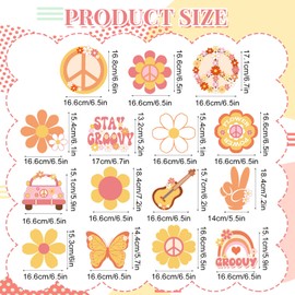 35Pcs Groovy Hippie Theme Party Hanging Swirl Decorations Set,60s Retro Flower Peace Theme Hanging Foil Ceiling Swirl Decorations for 60's 70's Hippie Theme Birthday Baby Shower Decorations