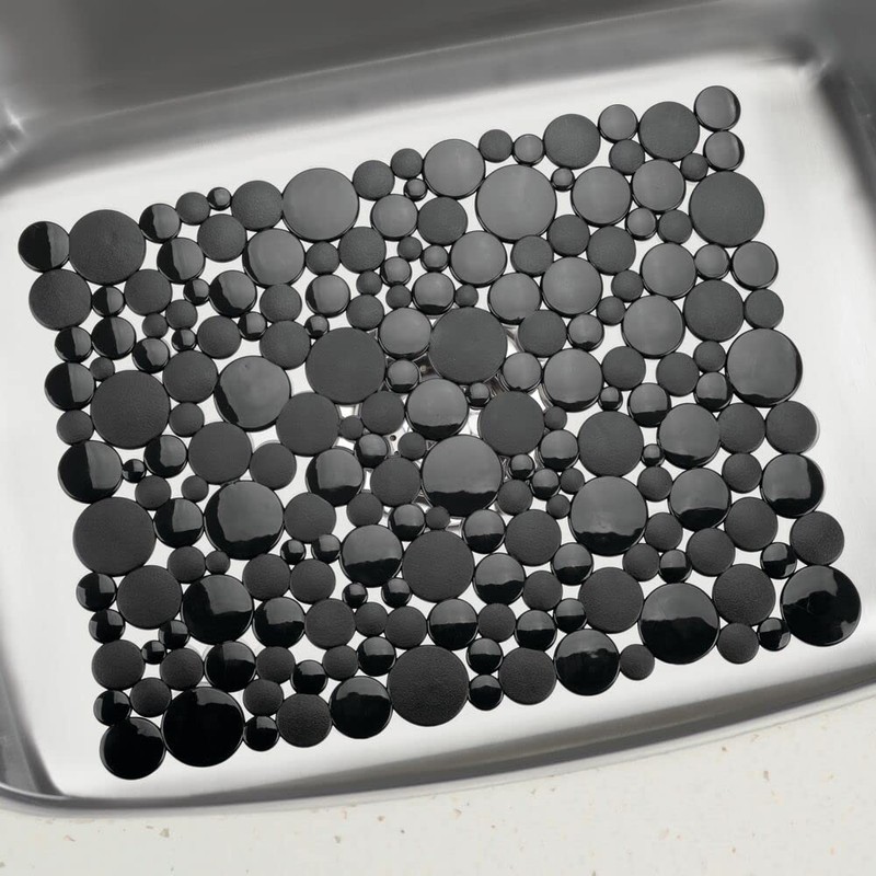 mDesign Decorative Kitchen Plastic Sink Protector Set, Quick Draining -