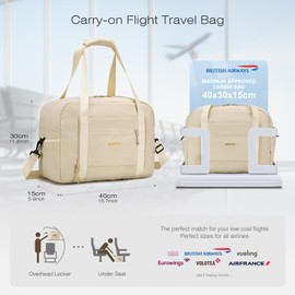 SPAHER British Airways Cabin Bag 40x30x15 Travel Duffle Bag Gym Bag Sports Weekend Bags for Women Waterproof Overnight Holdall Bag Carry on Underseat Cabin Bag Hand Luggage Bag Hospital Flight Beige