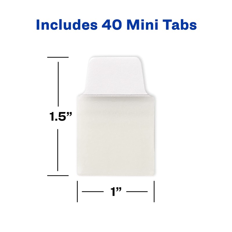 Avery Mini Ultra Tabs, 1" x 1.5", 2-Side Writable, White,