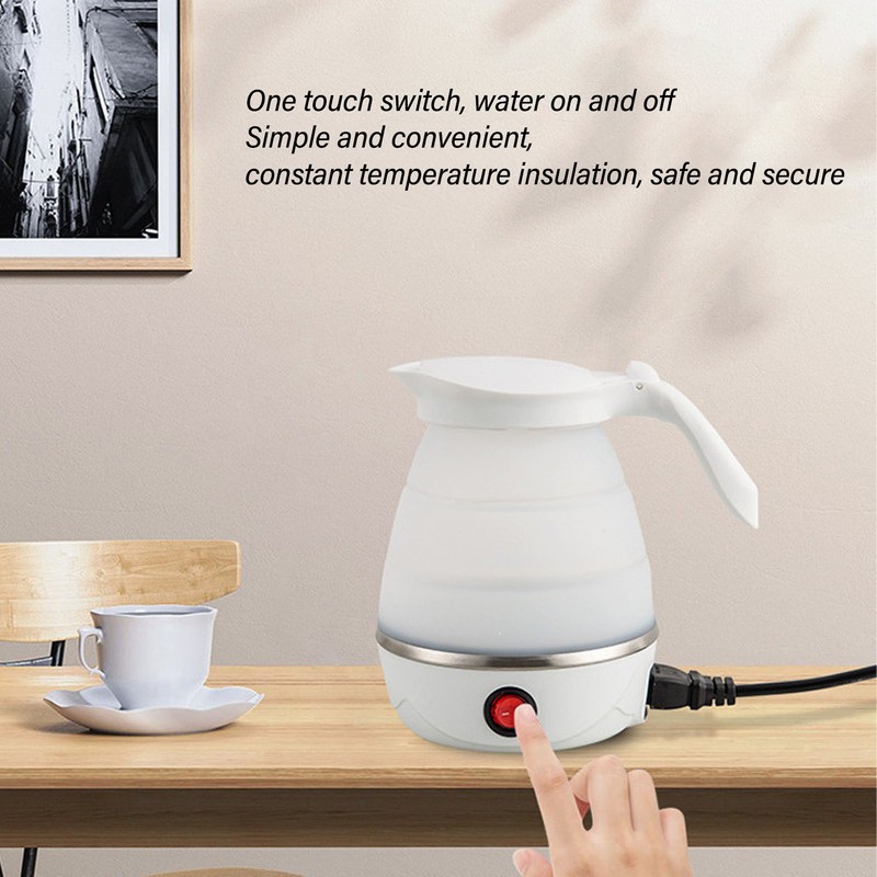 0.6L Folding Electric Kettle 600W Collapsible Water Boiler Portable Silicone