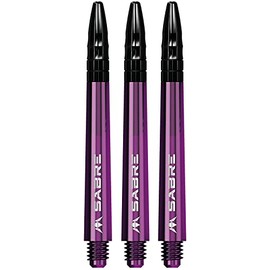 Mission Darts Sabre Shafts | Durable Polycarbonate Stems with Black Aluminium Top | 1 Set of 3 Shafts | Purple | Medium (S1551)