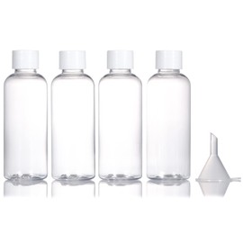 80 ml Travel Bottles, Pack of 4 Refillable Clear Empty Plastic Containers in Travel Size, Bottles with Screw Lid for Toiletries, Soap, Shampoo and Conditioner