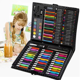 Crayon Set,Children Watercolor Pencil Kids Drawing Artist Kit Colored Pencils Set Crayon Oil Paint Brush Drawing Tool Gift with Box for School Stationery 150pcs