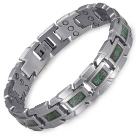 RainSo Stainless Steel Magnetic Bracelet for Men, Scorpion Claw Design,Silver and Green Adjustable Jewellery & Luxury Gift Box