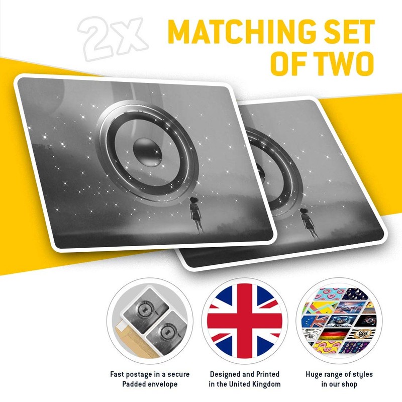 Rectangle Stickers(Set of 2) 7.5cm BW - Futuristic Girl Goals