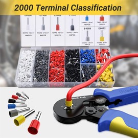 Preciva Ferrule Crimping Tool Kit with 2000PCS Wire Connectors, AWG23-7 Self-adjustable Ratchet Wire Crimping Tool Kit Crimper Plier Set (Blue)