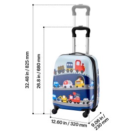 Kids Luggage Set 5 Piece 18 Inch Hardside Rolling Wheels Suitcase with Backpack & U-shape Pillow Truck Kids Carry on Luggage Setcolor: Light Blue