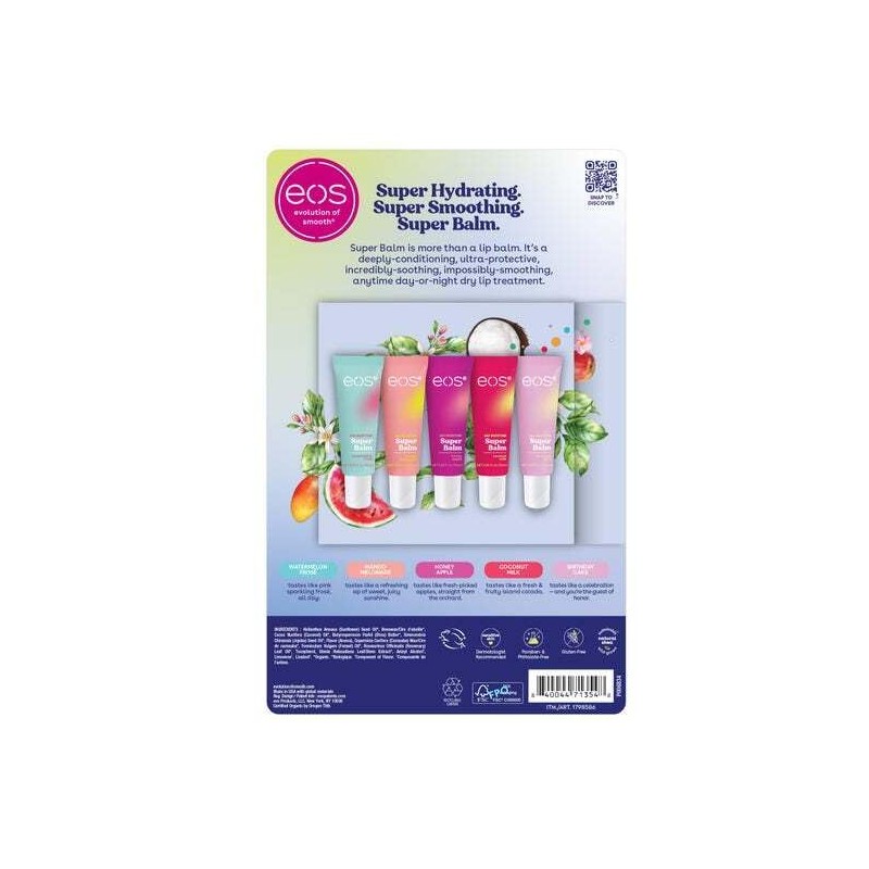 eos Super Lip Balm 24h Moisture, 5 Lip Tubes 10