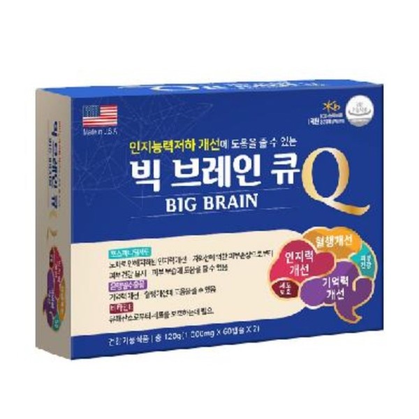 Big Brain Q Phosphatidylserine Ginkgo Leaf Extract Vitamin E Improves cognitive ability and memory 120 capsules, 2 months supply, 120 tablets, 1 unit / 빅 브레인 큐 포스파티딜세린 은행잎추출물 비타민E 인지능력 기억력 개선 120캡슐 2개월분, 120정, 1개