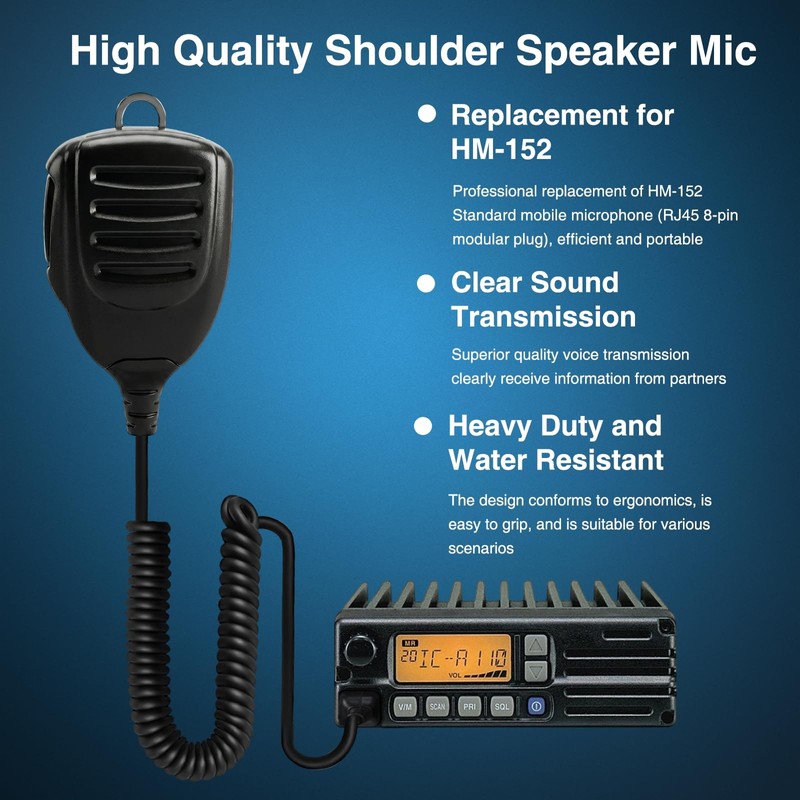 Akoree HM-152 Microphone RJ45 8-Pin Handheld Mic for ICOM IC-208H