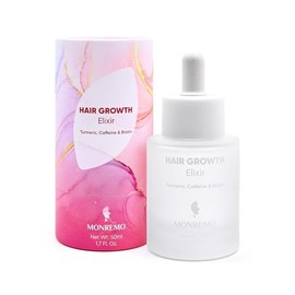 Hair Growth Elixir with Turmeric, Caffeine & Biotin – Fast-Absorbing Regrowth & Scalp Treatment Serum for Fuller Hair – Lightweight Vegan Formula – Ideal for Thinning, Weak Hair & Daily Use