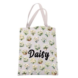 JXGZSO Daisy Flowers Canvas Tote Bag Flower Lover Gift White Daisy Shoulder Bag Floral Botanical Gift Wildflower Handbag, Tulip Flowers Tote Bag, Large