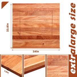 Vesici Reversible Pastry Board with Lip for Rolling Dough Large Wooden Cutting Chopping Kneading Board with Engraved Measurements for Counter Table Top Kitchen(Walnut,24 x 22.8 x 1.5 Inch)