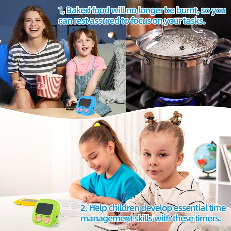Kitchen Timer, 4PCS Digital Timer Magnetic Clock Stopwatch Countdown Timer