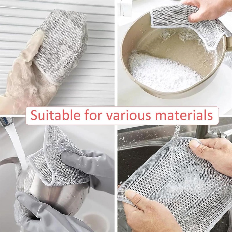 Non Scratch Wire Dishcloth 6 Pack with 1pcs Kitchen Sponges