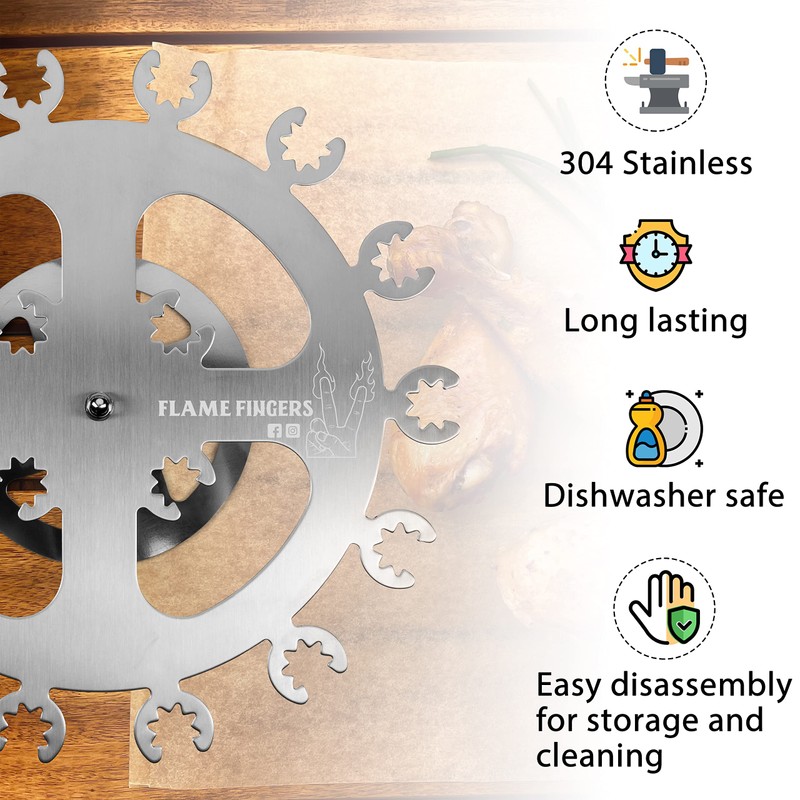 Flame Fingers XL Chicken Grill Rack - Holds 18 Legs,