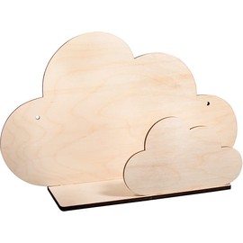 Rayher Wooden Construction Kit Shelving Cloud, FSC Mix Credit, Natural, 35 x 10 x 21 cm, 5-Piece Kit, Children's Shelf, Made of Wood, for Painting, 62975505