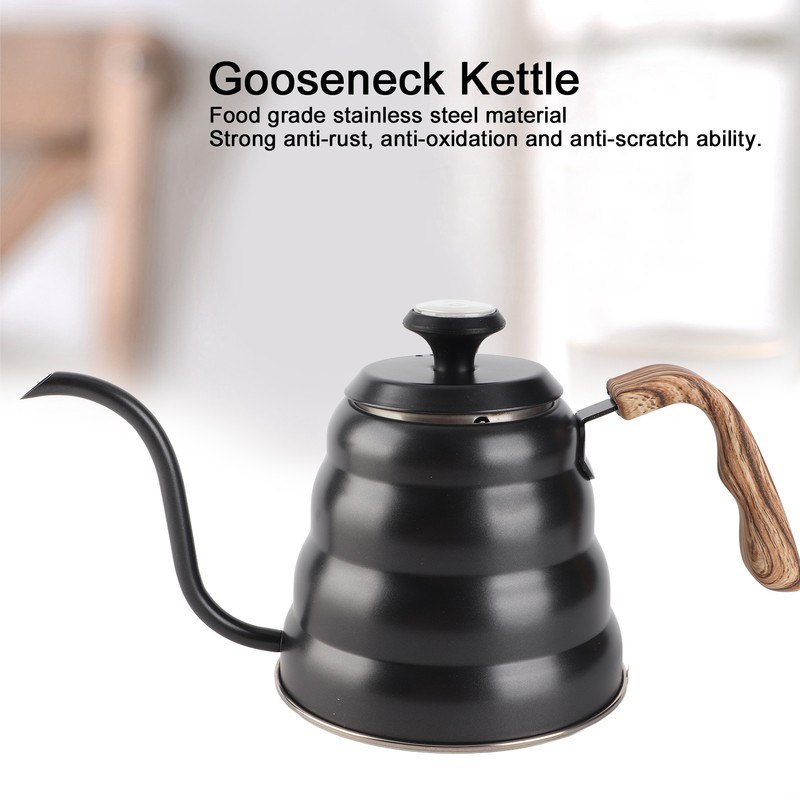 1.2L Stainless Steel Tea Coffee Kettle with Thermometer Gooseneck Spout