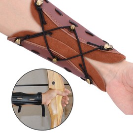Alomejor Archery Leather Arm Guard, Brown Protective Gear for Kids & Adolescent, Adjustable Strap, Medieval Look