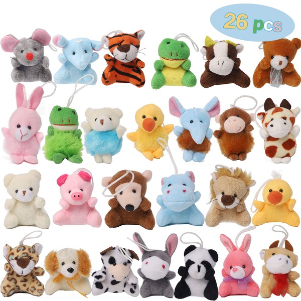 Juegoal Mini Animal Plush Toy Set, Aitbay Cute Small Stuffed Animal Keychain Set, Goodie Bag Fillers, Carnival Prizes for Kids, Assortment Kids Valentine Gift Easter Egg Filter Party Favors