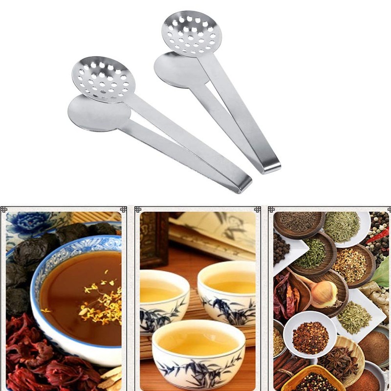 TraderPlus 2 Pack Stainless Steel Tea Bag Squeezer Tongs Strainer