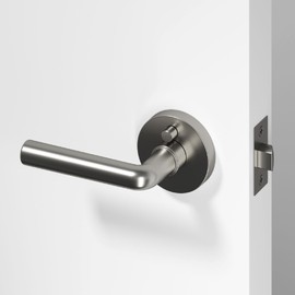 Okun Arc 1-Pack Brushed Nickel Privacy Door Levers – Push Button Lock, Reversible, Sleek Concealed-Mount Design for Bedroom & Bathroom