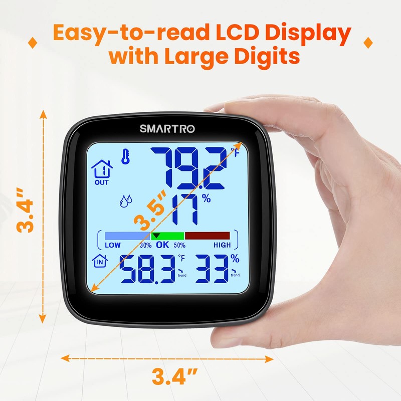 SMARTRO SC92 Professional Indoor Outdoor Thermometer Wireless Digital Hygrometer Room