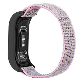 C2D JOY Sport Mesh Nylon Bands Compatible with Garmin Vivosmart 5 tracker Replacement Bands with Case (M(5.1-8.2in), Pink)