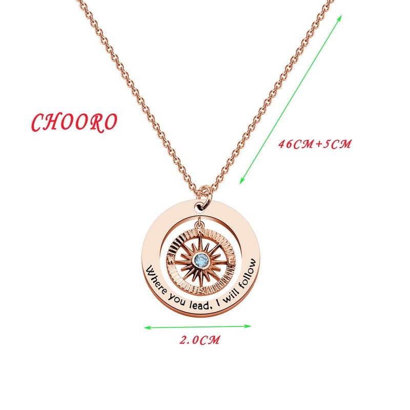 CHOORO Collar con colgante de brújula, regalo para madre e