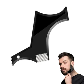 Men's Beard Shaping Comb Tool - Adjustable Template for Defined Sideburns, Mustache & Beard Trim - Plastic, Durable & Easy to Clean - Ideal for Grooming at Home or on-the-Go, 1 Pcs Black