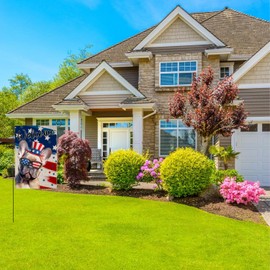 TopPacific French Bulldog Welcome 4th of July Dog Garden Flags 12x18 Inch Double Sided,Patriotic Small Yard Flag for Outdoor,Independence Day,Memorial Day Decorations(8189)