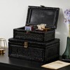 2PCS Rattan Boxes with Lid Decorative Natural Handmade Boho Baskets