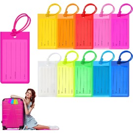 Paquete de 10 Etiquetas para Equipaje Impermeables para Identificar Maletas Etiquetas para Maleta de Viaje perfecta para detectar Rápidamente la Maleta de Equipaje en Avión