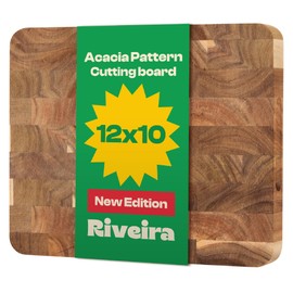 Riveira Acacia Wood Cutting Board Gourmet Acacia Grandeur: 12 x 10 Wooden Chopping Board Natural Wooden Cutting Boards For Kitchen Decorative Innovative Juice Grooves