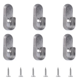 INCREWAY Oval Closet Rod Supports，6PCS Wardrobe Bracket Zinc Alloy Closet Rod Holders Wall Mounted Wardrobe Pipe Flange Bracket Curtain Pole End Supports, Chrome Plated
