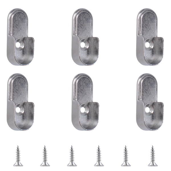 INCREWAY Oval Closet Rod Supports，6PCS Wardrobe Bracket Zinc Alloy Closet