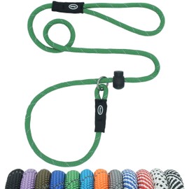 Hiado Slip Lead Dog Leash Reflective with Stopper Loop Rope Training No Pull for Small Medium Large Dogs 7ft Green