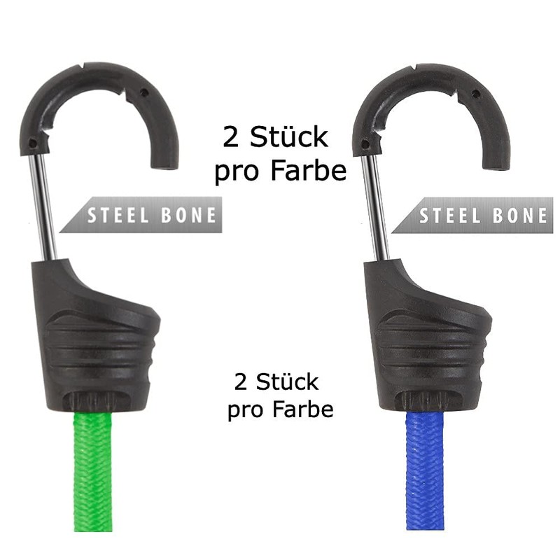 EKNA 4 Rubber Tensioners with Hooks, Luggage Tensioner Set for