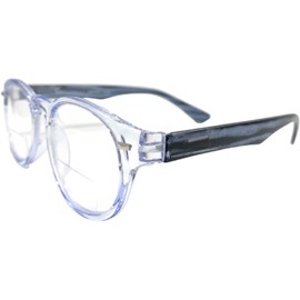 Incredible Bargains The Prepster, Classic Round Style Bifocal Reading Glasses + 2.50 Clear Blue