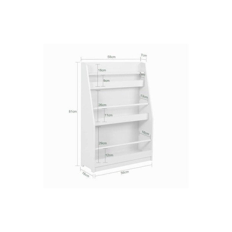 SoBuy Librería Infantil, Estante con Barandilla, 58*18*81cm (LFA), Blanco