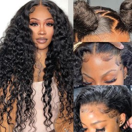 CITY GIRL 28 Inch Deep Wave Lace Front Wigs Human Hair Pre Plucked 13x4 Hd Transparent Lace Frontal Deep Curly Wet And Wavy Human Hair Wig For Women 200 Density