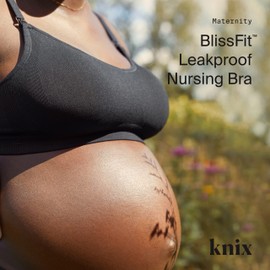 KNIX BlissFit Nursing Bra - Leakproof Wireless Maternity Bra for Breastfeeding - Black, XX-Large (40A-DD)