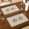 LinenZone 2 Gold Farmhouse PMacramemats with Flower Design. 18 Inch