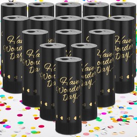 Hungdao 36 Pack Mini Confetti Cannon Party Confetti Popper Bulk Rainbow Confetti Shakers with Safe Spring Mechanism Multicolor Confetti Wands for Wedding Graduation Christmas Party(Classic,Black)